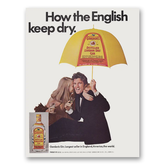 1973 Gordons Gin How the English Keep Dry Vintage Magazine Print Ad