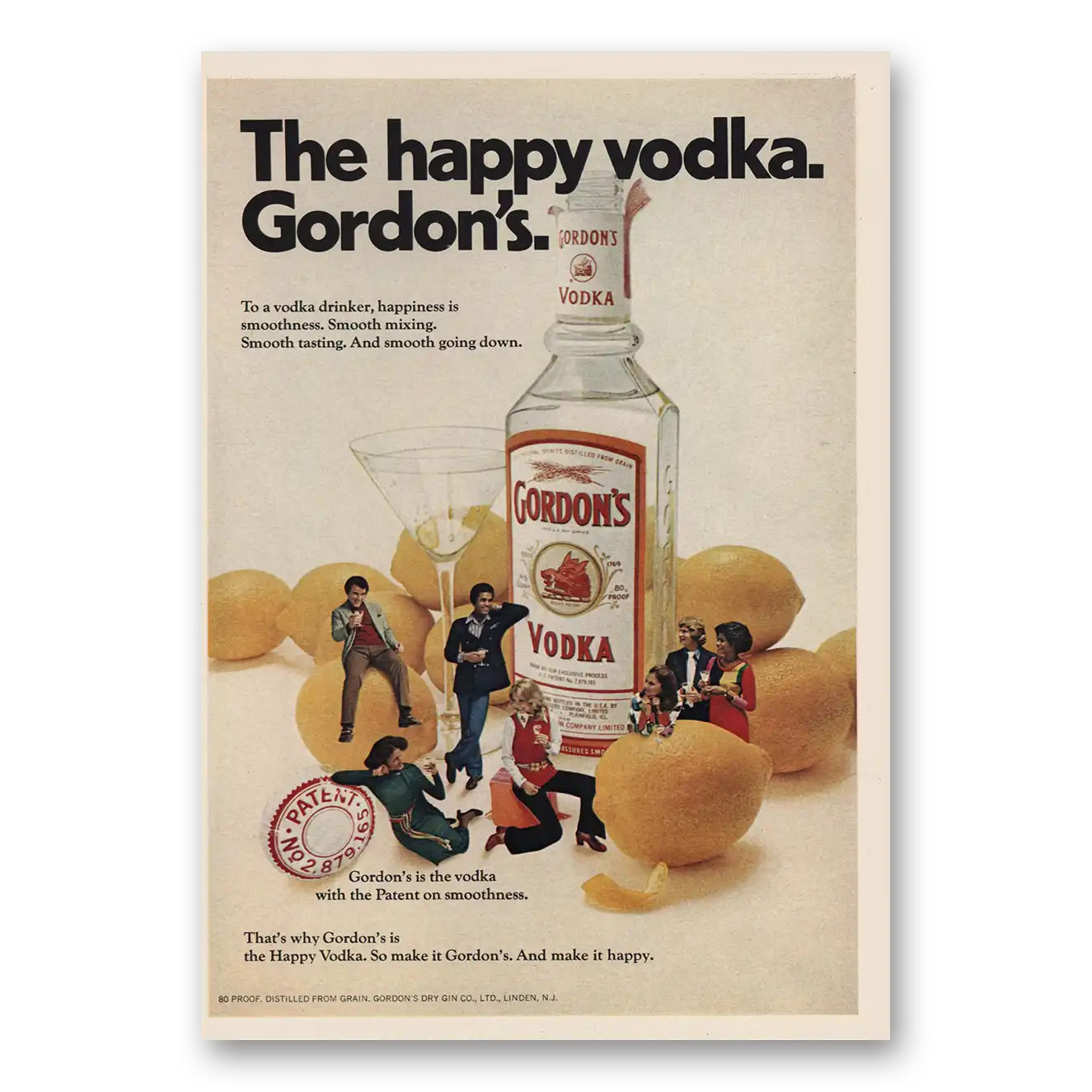 1973 Gordons Vodka Happy Vodka Lemons Vintage Magazine Print Ad