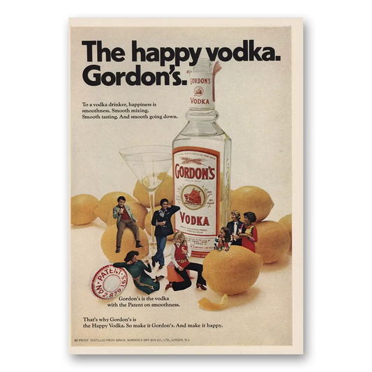 1973 Gordons Vodka Happy Vodka Lemons Vintage Magazine Print Ad