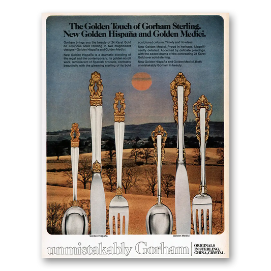 1973 Gorham Silver Golden Hispana Medici Vintage Magazine Print Ad