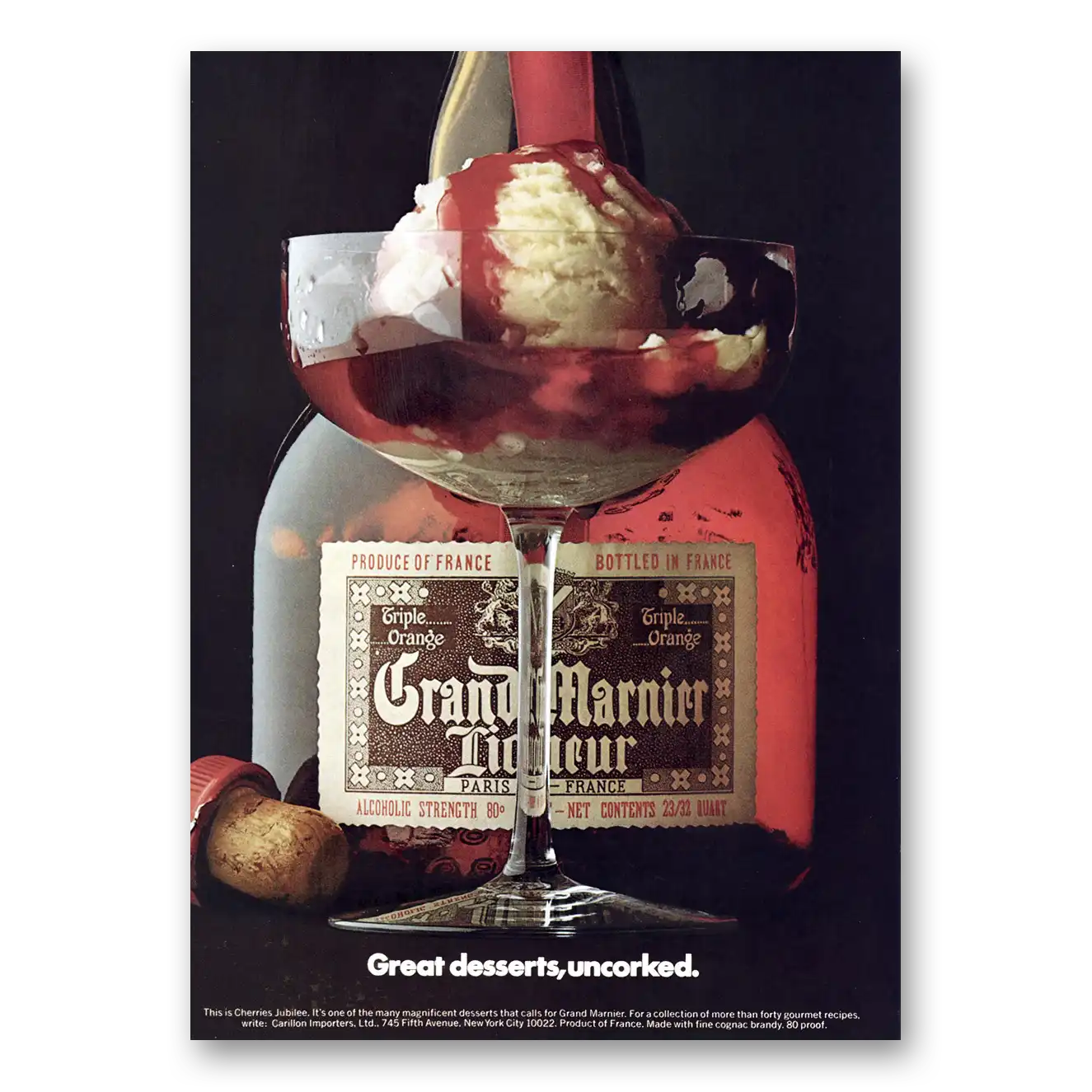 1973 Grand Marnier Great Desserts Uncorked Vintage Magazine Print Ad