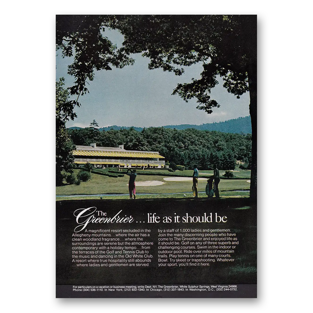 1973 Greenbrier Life As It Should Be Vintage Magazine Print Ad