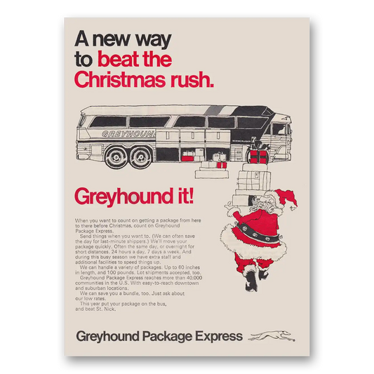 1973 Greyhound Package Express Beat the Christmas Rush Vintage Magazine Print Ad