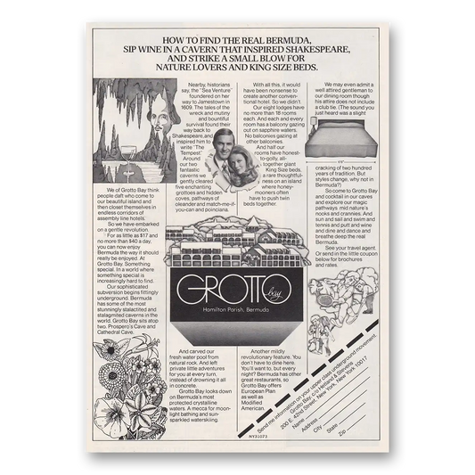 1973 Grotto Bay Bermuda Find the Real Bermuda Vintage Magazine Print Ad