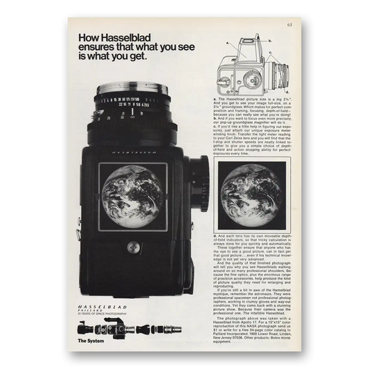 1973 Hasselblad Camera What You See Is What You Get Vintage Magazine Print Ad