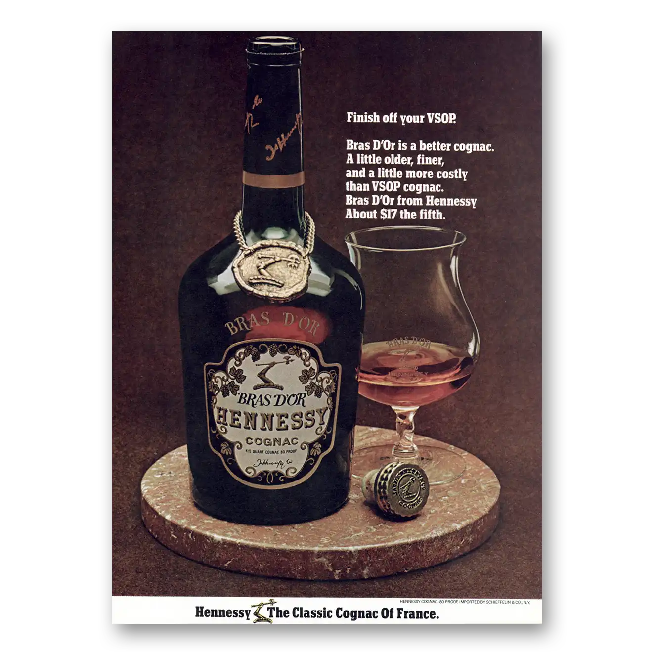 1973 Hennessy Cognac Bras DOr Cognac Finish Off Your VSOP Vintage Magazine Print Ad