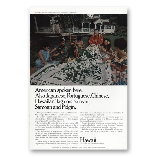 1973 Hawaii American Spoken Here Vintage Magazine Print Ad