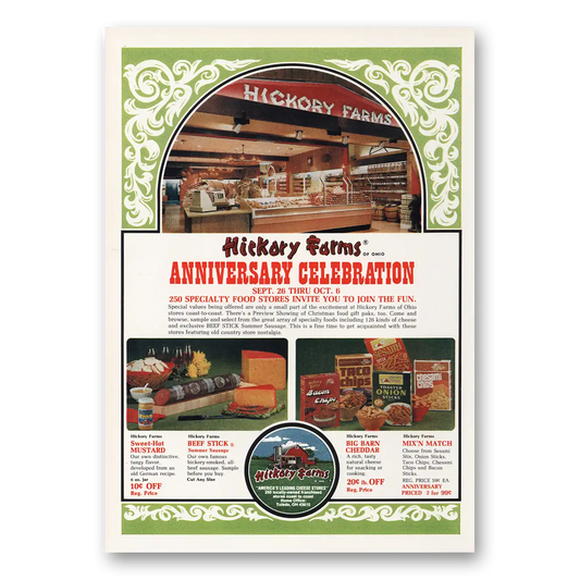 1973 Hickory Farms Anniversary Celebration Vintage Magazine Print Ad