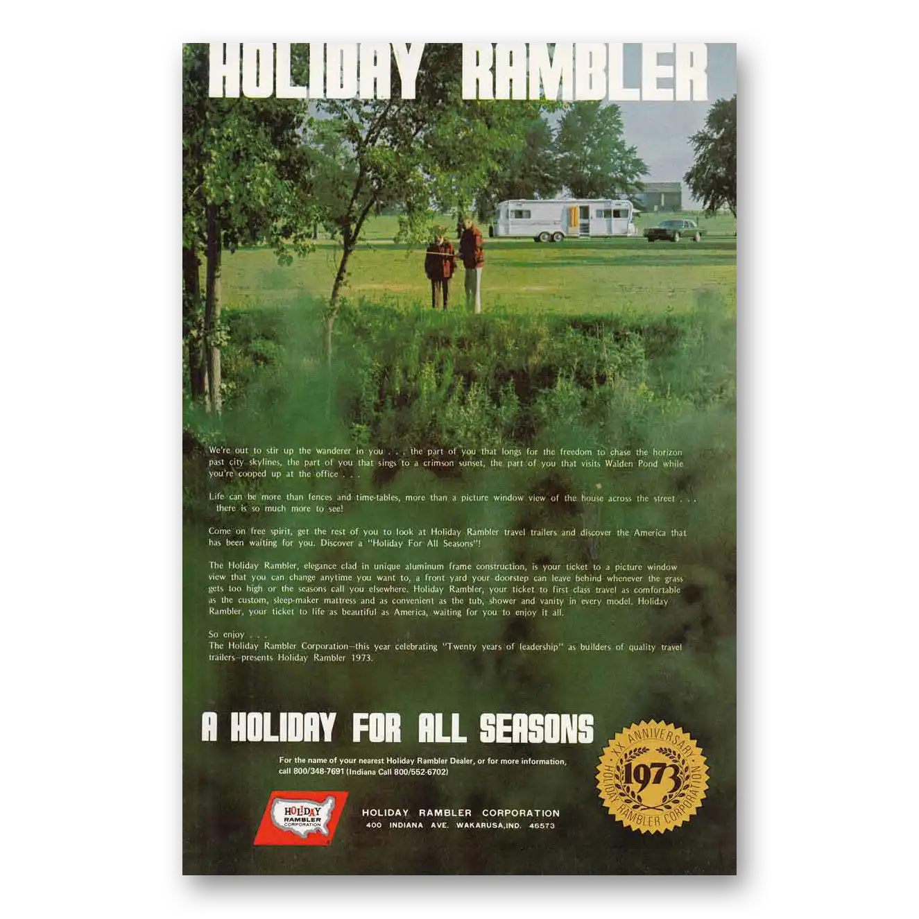 1973 Holiday Rambler Holiday For All Seasons Vintage Magazine Print Ad