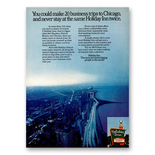 1973 Holiday Inn Business Trips to Chicago Vintage Magazine Print Ad