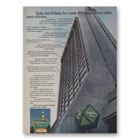 1973 Holiday Inn Made 403 Businessmen a Little More Efficient Vintage Magazine Print Ad