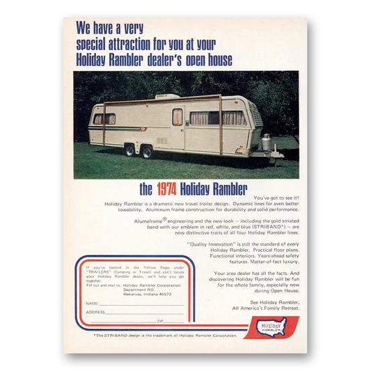 1973 Holiday Rambler Very Special Attraction Vintage Magazine Print Ad