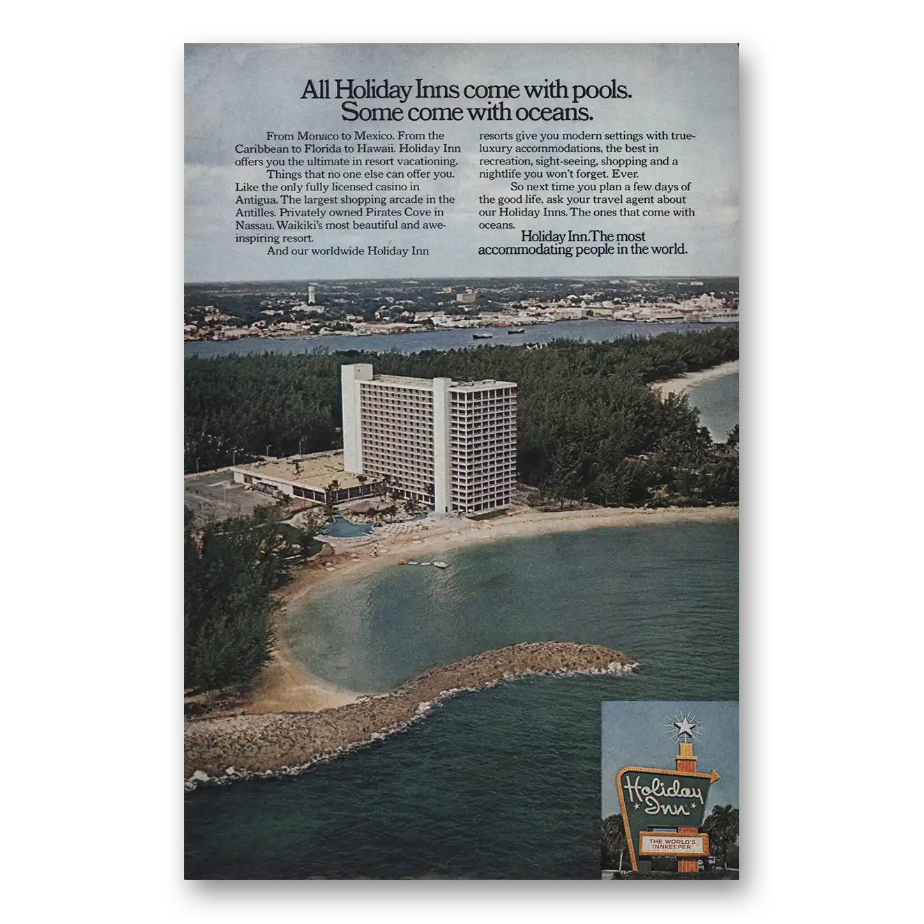 1973 Holiday Inn Come With Pools Some With Oceans Vintage Magazine Print Ad