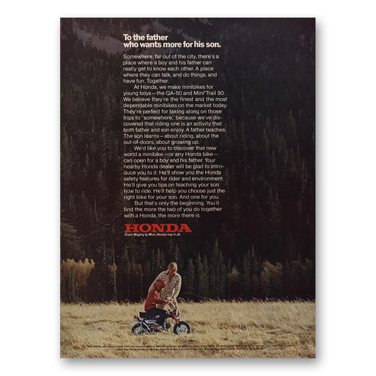 1973 Honda Motorcycle Minibikes Father Who Wants More For His Son Vintage Magazine Print Ad