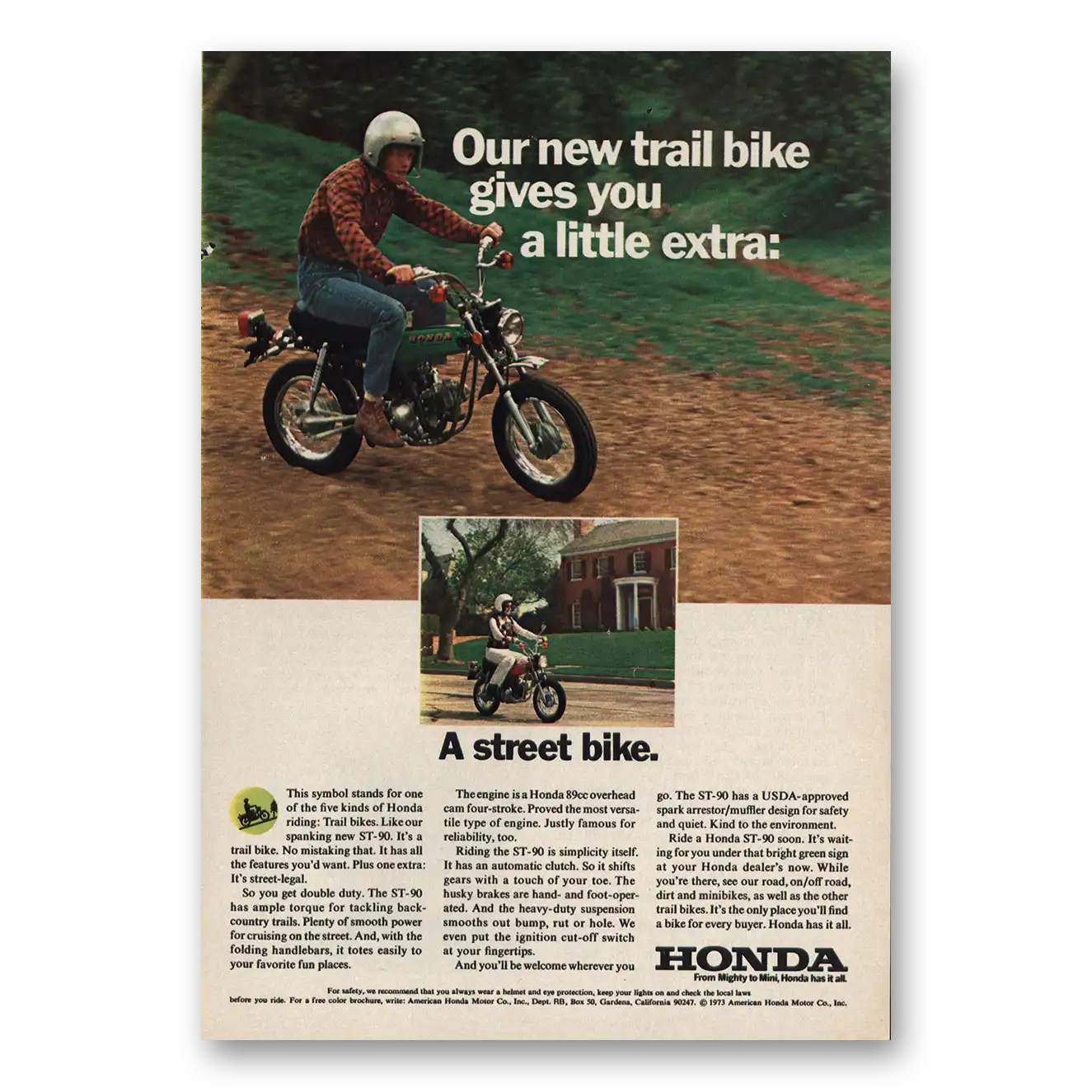 1973 Honda Motorcycle Street Bike Vintage Magazine Print Ad