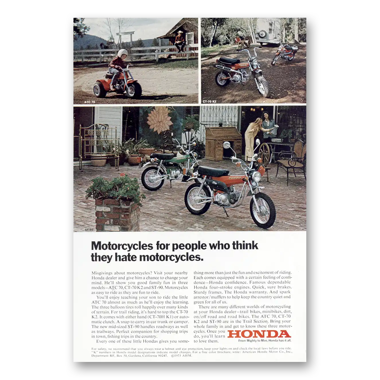 1973 Honda Motorcycle People Who Think They Hate Vintage Magazine Print Ad