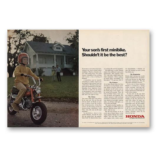 1973 Honda Motorcycle Your Sons First Minibike Vintage Magazine Print Ad