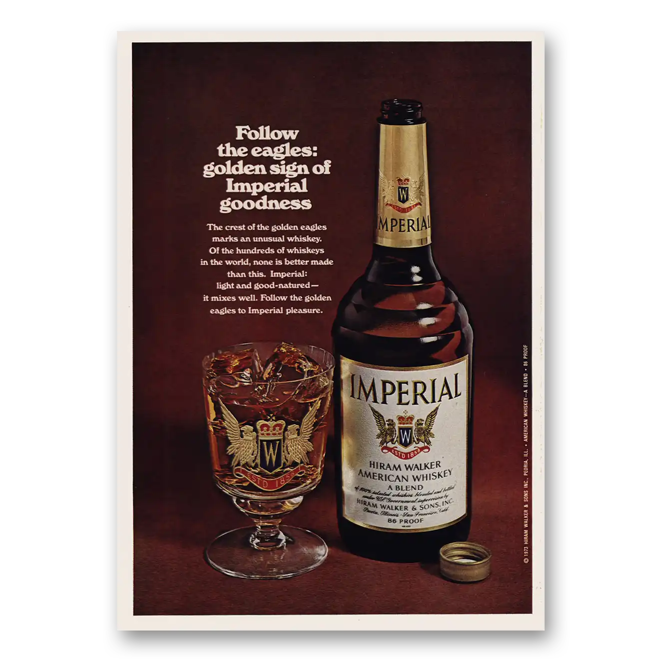 1973 Imperial Whiskey Follow the Eagles Golden Sign Vintage Magazine Print Ad