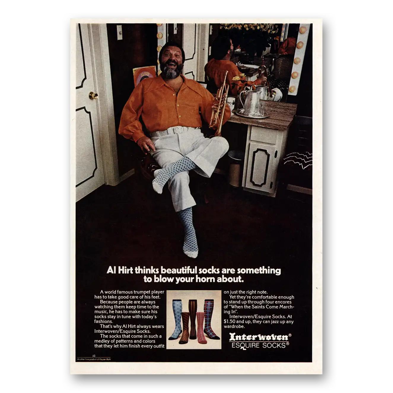 1973 Interwoven Socks Esquire Socks Al Hirt Blow Your Horn About Vintage Magazine Print Ad