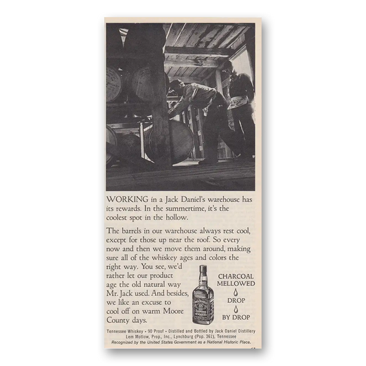 1973 Jack Daniels Working In a Jack Daniels Warehouse Vintage Magazine Print Ad