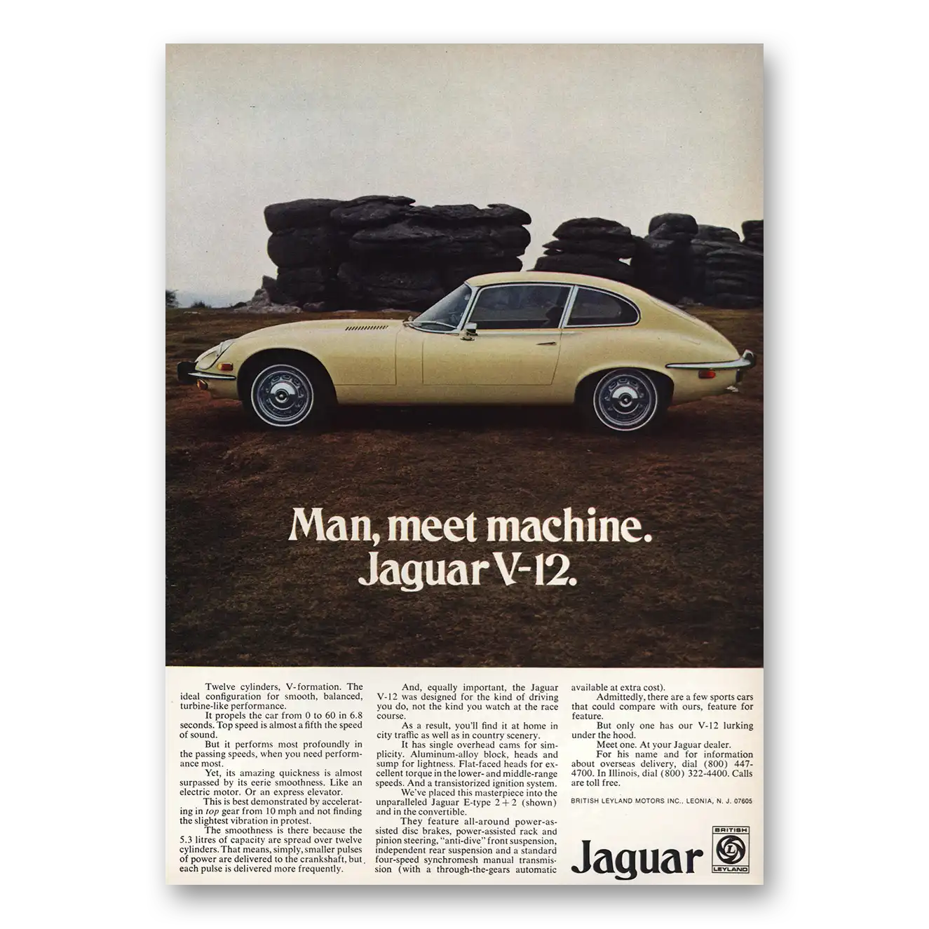 1973 Jaguar Man Meet Machine Vintage Magazine Print Ad