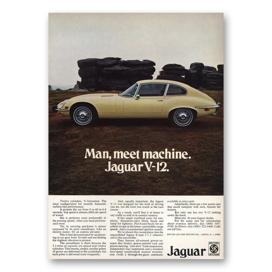 1973 Jaguar Man Meet Machine Vintage Magazine Print Ad