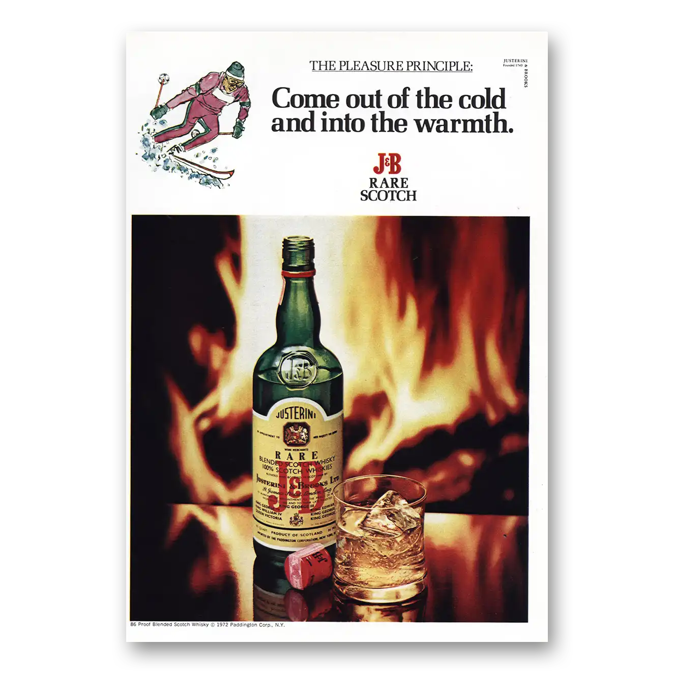 1973 J&B Come Out of the Cold Vintage Magazine Print Ad