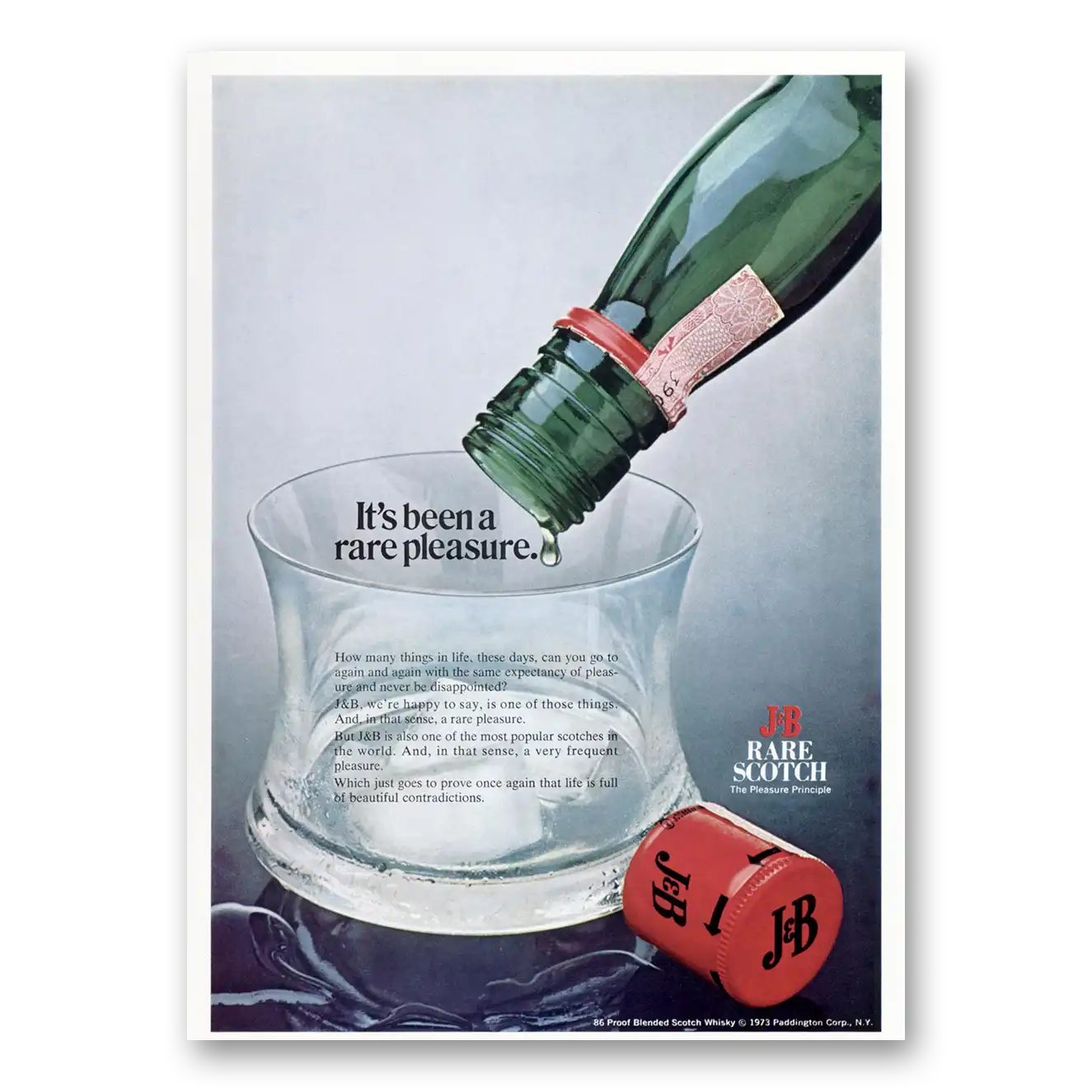 1973 J&B Scotch Whisky Been a Rare Pleasure Vintage Magazine Print Ad