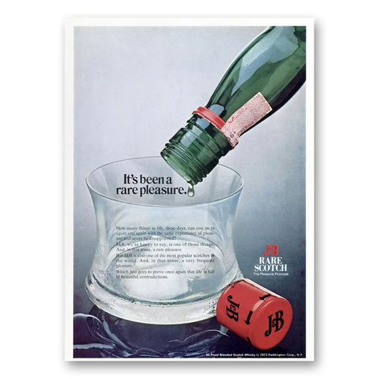 1973 J&B Scotch Whisky Been a Rare Pleasure Vintage Magazine Print Ad