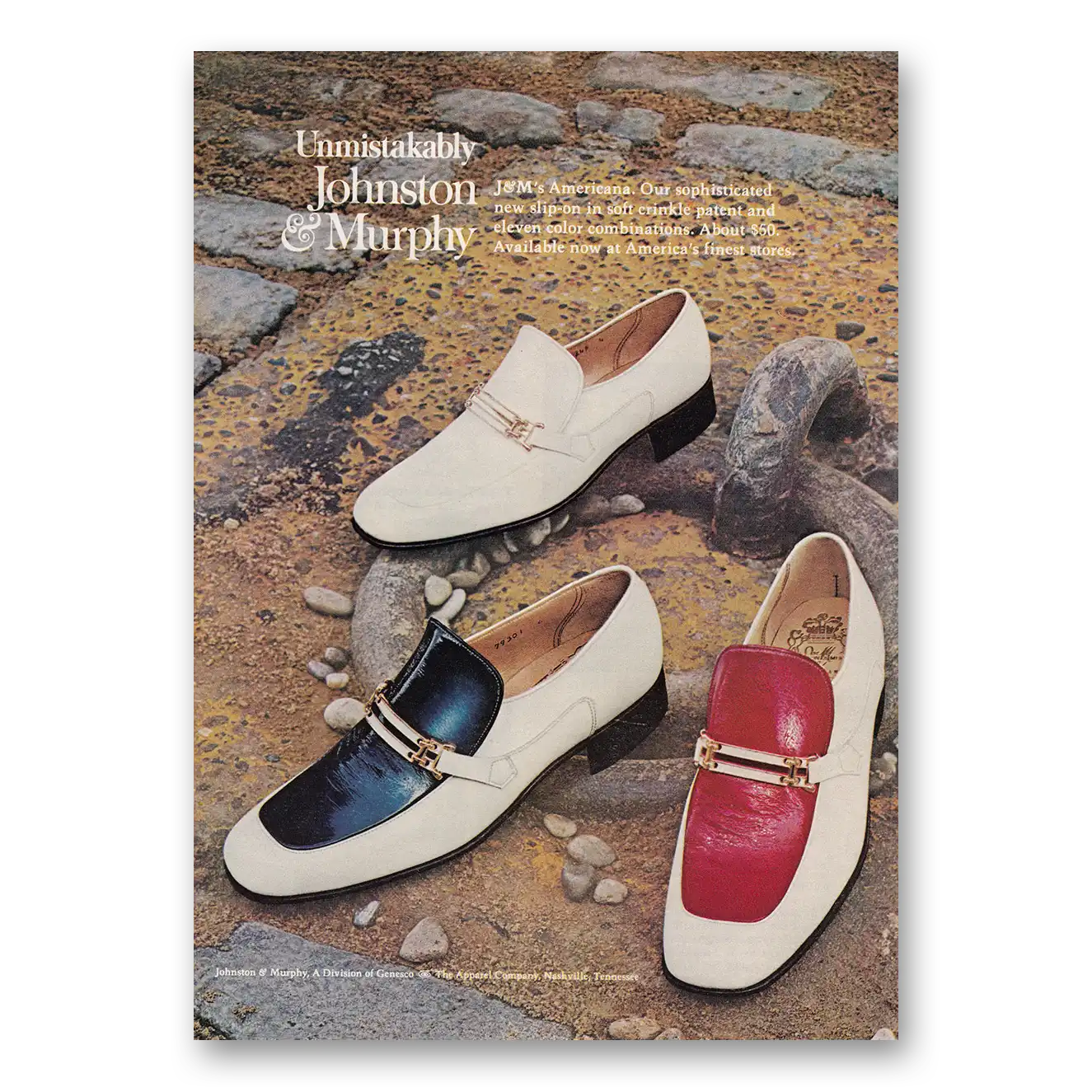 1973 Johnston & Murphy Shoes Unmistakably Americana Vintage Magazine Print Ad