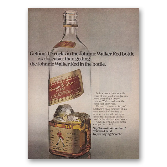 1973 Johnnie Walker Red Label Getting the Rocks In Vintage Magazine Print Ad