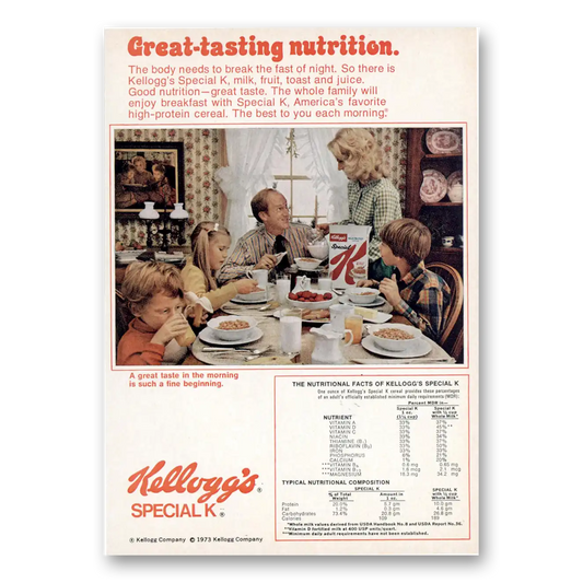 1973 Kelloggs Special K Great Tasting Nutrition Vintage Magazine Print Ad