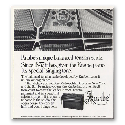 1973 Knabe Piano Unique Balanced Tension Scale Vintage Magazine Print Ad