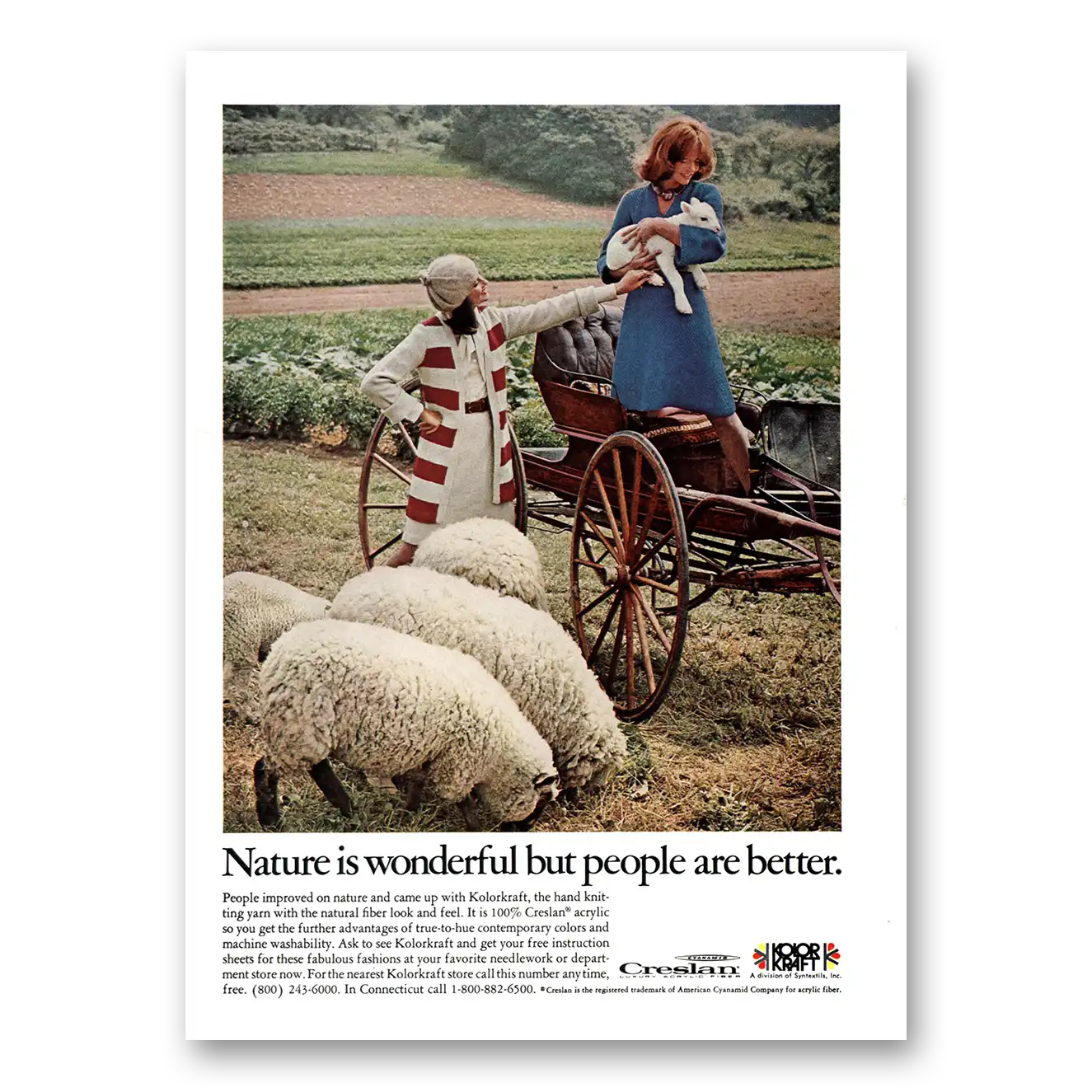 1973 Kolorkraft Yarn Nature Is Wonderful People Are Better Vintage Magazine Print Ad