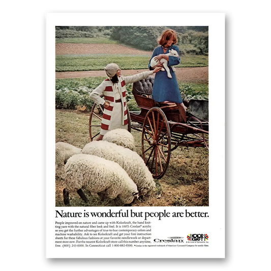 1973 Kolorkraft Yarn Nature Is Wonderful People Are Better Vintage Magazine Print Ad