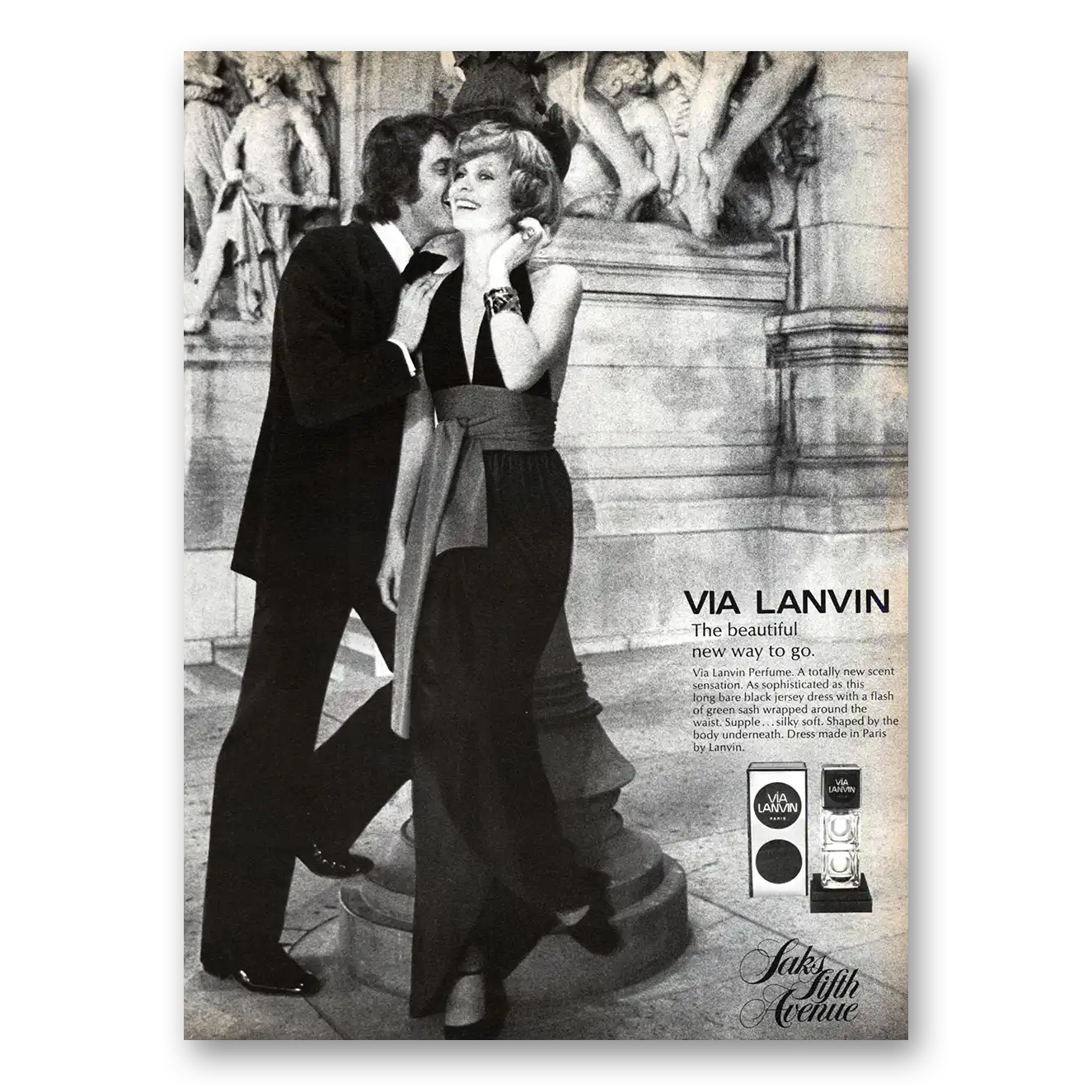 1973 Via Lanvin Perfume Beautiful New Way To Go Vintage Magazine Print Ad