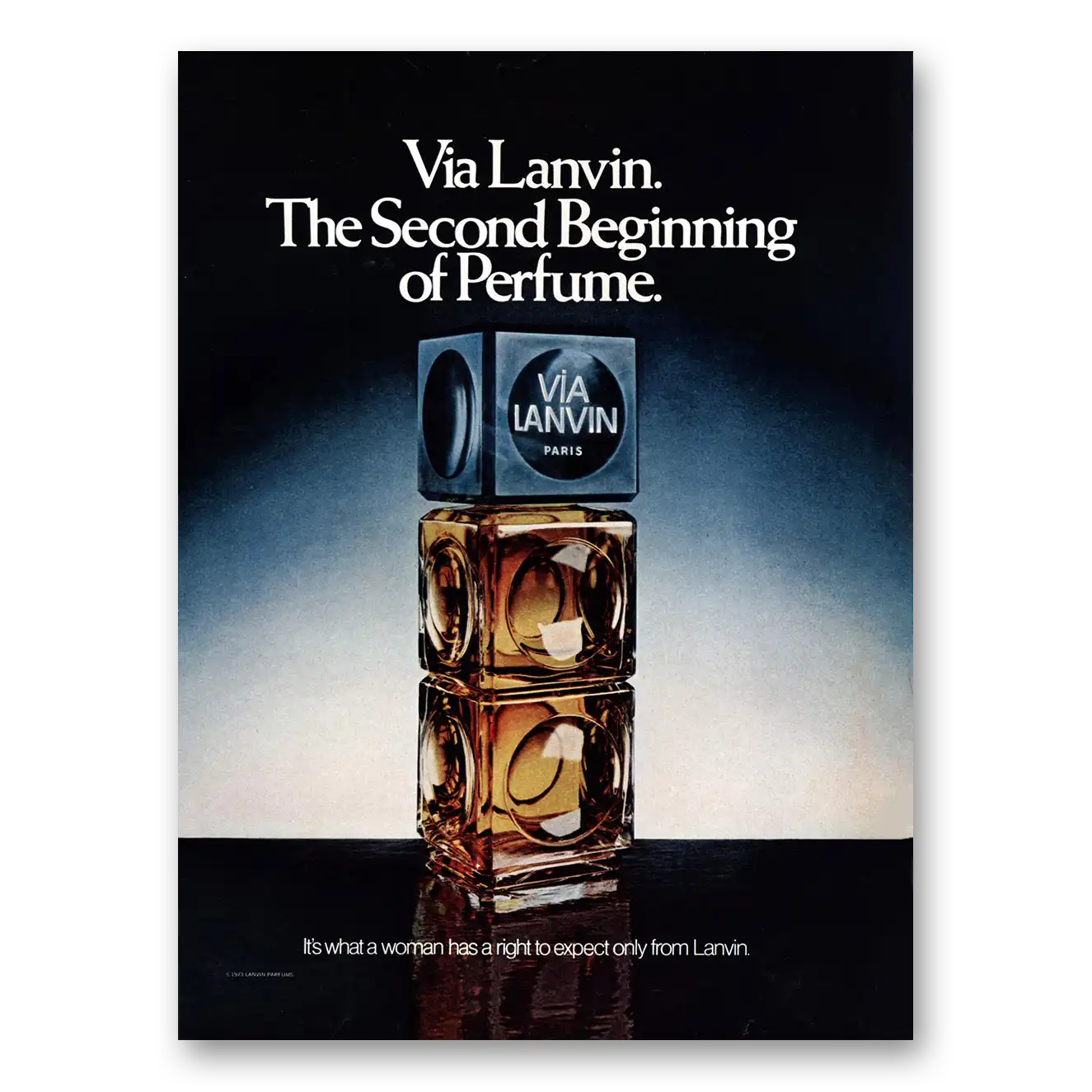 1973 Via Lanvin Perfume Second Beginning of Perfume Vintage Magazine Print Ad