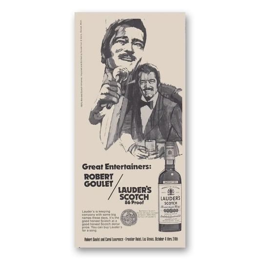 1973 Lauders Scotch Great Entertainers Robert Goulet Vintage Magazine Print Ad