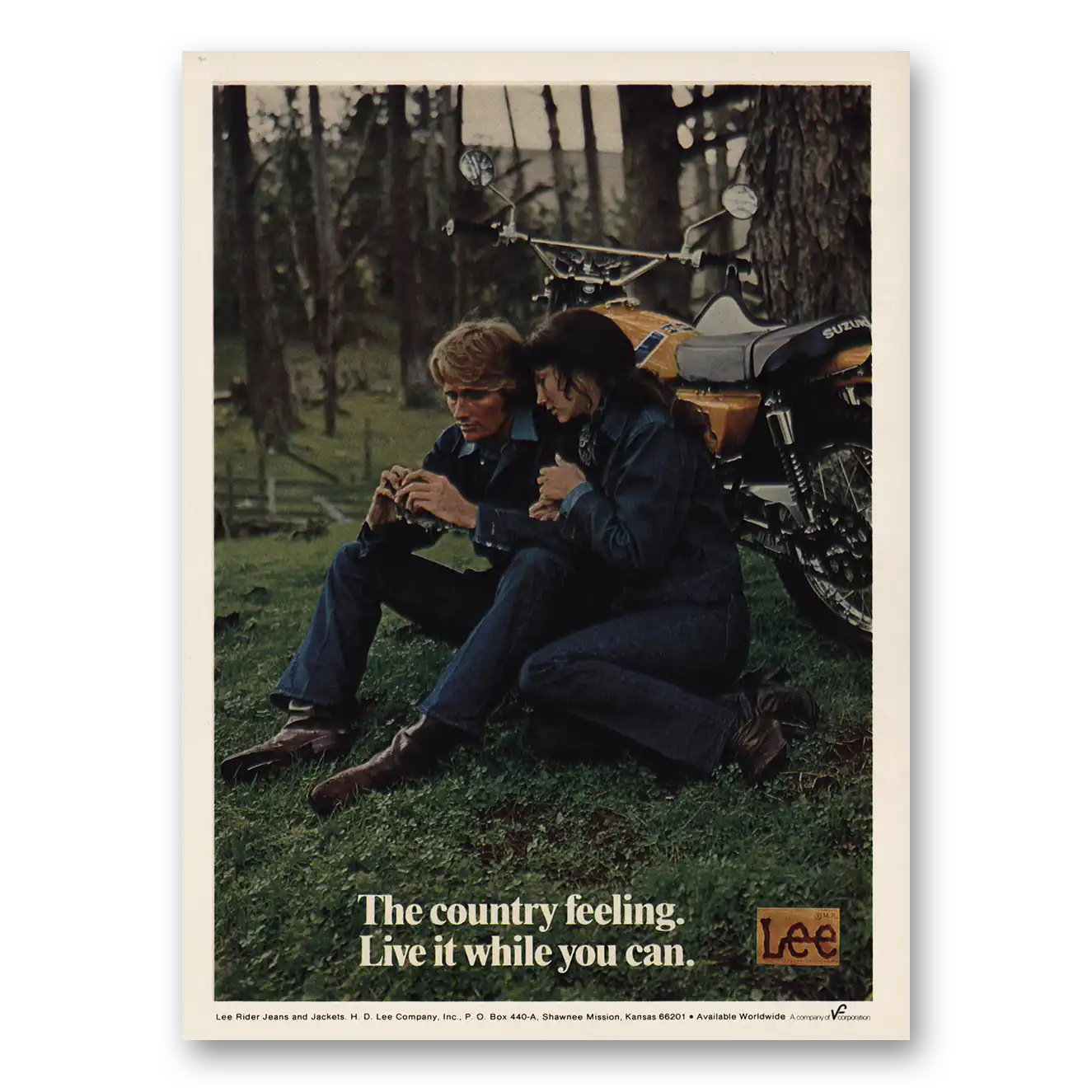 1973 Lee Jeans Country Feeling Live It While You Can Vintage Magazine Print Ad