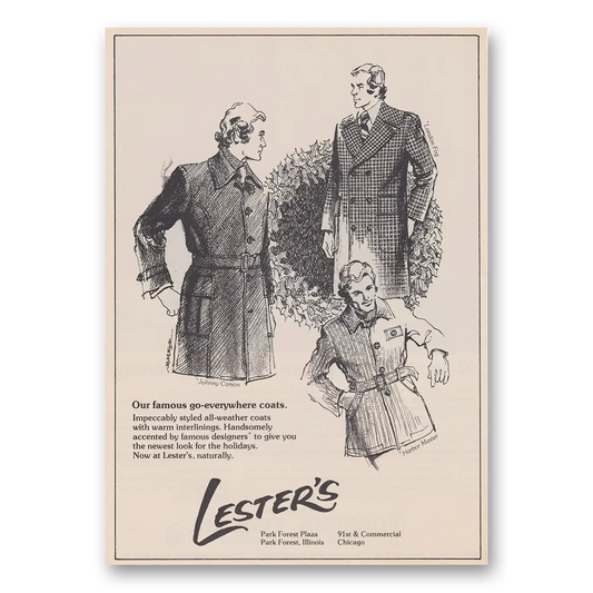 1973 Lesters Go Everywhere Coats Park Forest Our Famous Go Everywhere Coats Vintage Magazine Print Ad