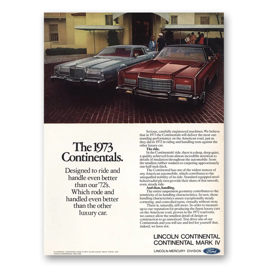 1973 Lincoln Continental Mark V Designed to Ride Vintage Magazine Print Ad