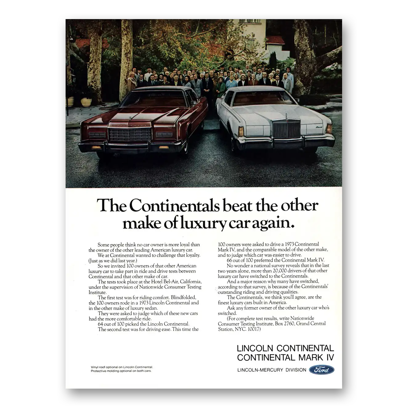 1973 Lincoln Continental Mark IV Beat the Other Vintage Magazine Print Ad