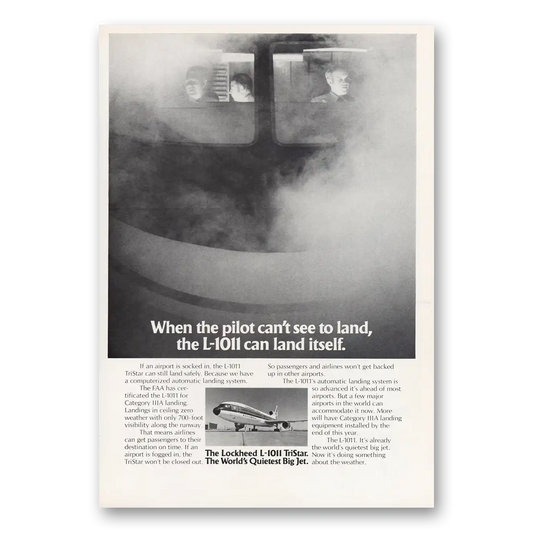 1973 Lockheed L1011 TriStar L1011 TriStar Pilot Cant See to Land Vintage Magazine Print Ad