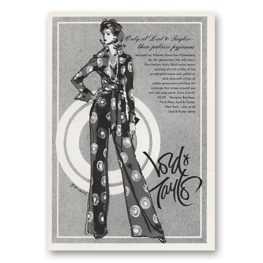 1973 Lord & Taylor Palazzo Pajamas Vintage Magazine Print Ad