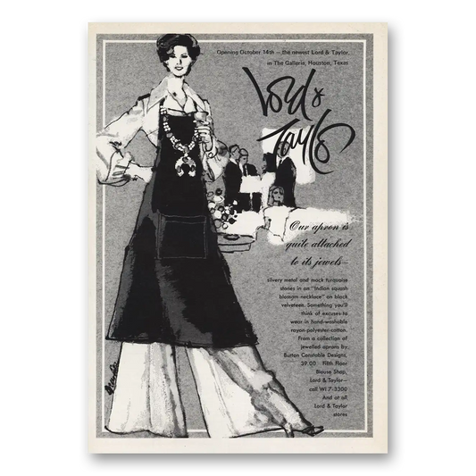 1973 Lord & Taylor Apron Attached To Its Jewels Vintage Magazine Print Ad