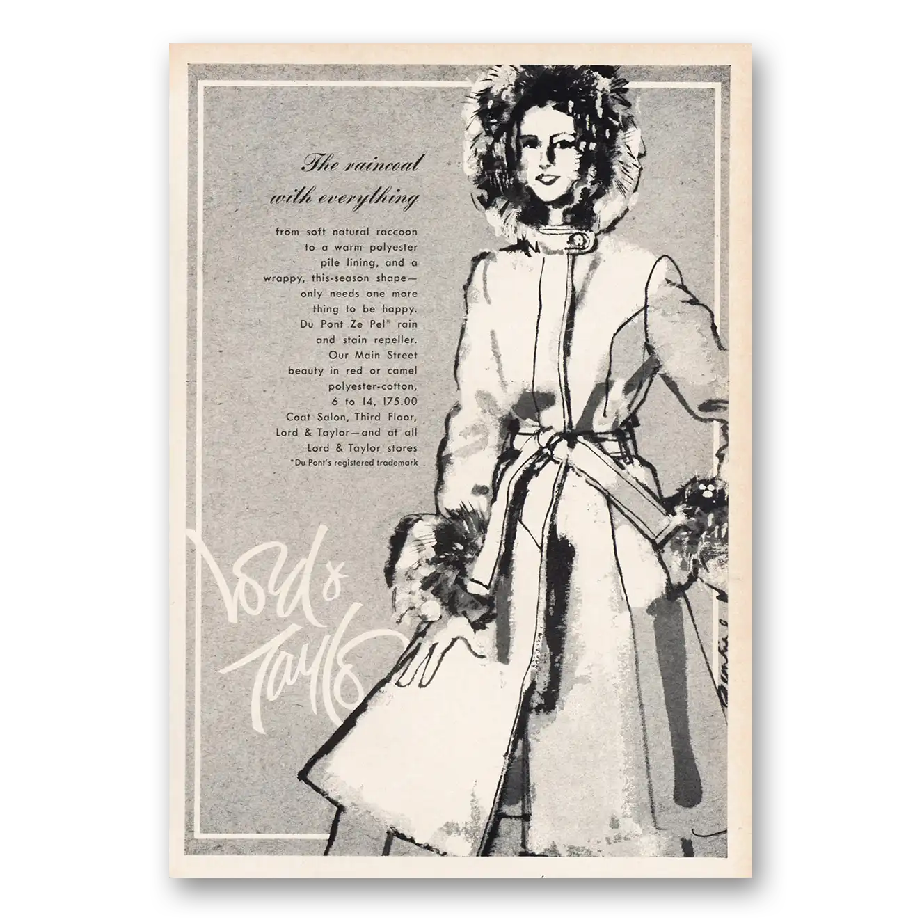 1973 Lord & Taylor Raincoat With Everything Vintage Magazine Print Ad