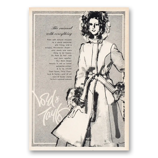 1973 Lord & Taylor Raincoat With Everything Vintage Magazine Print Ad