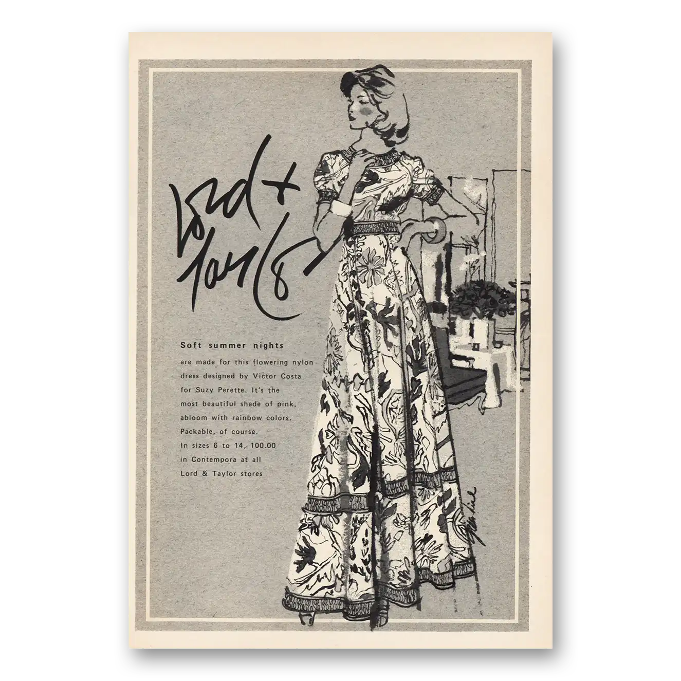 1973 Lord & Taylor Soft Summer Nights Vintage Magazine Print Ad