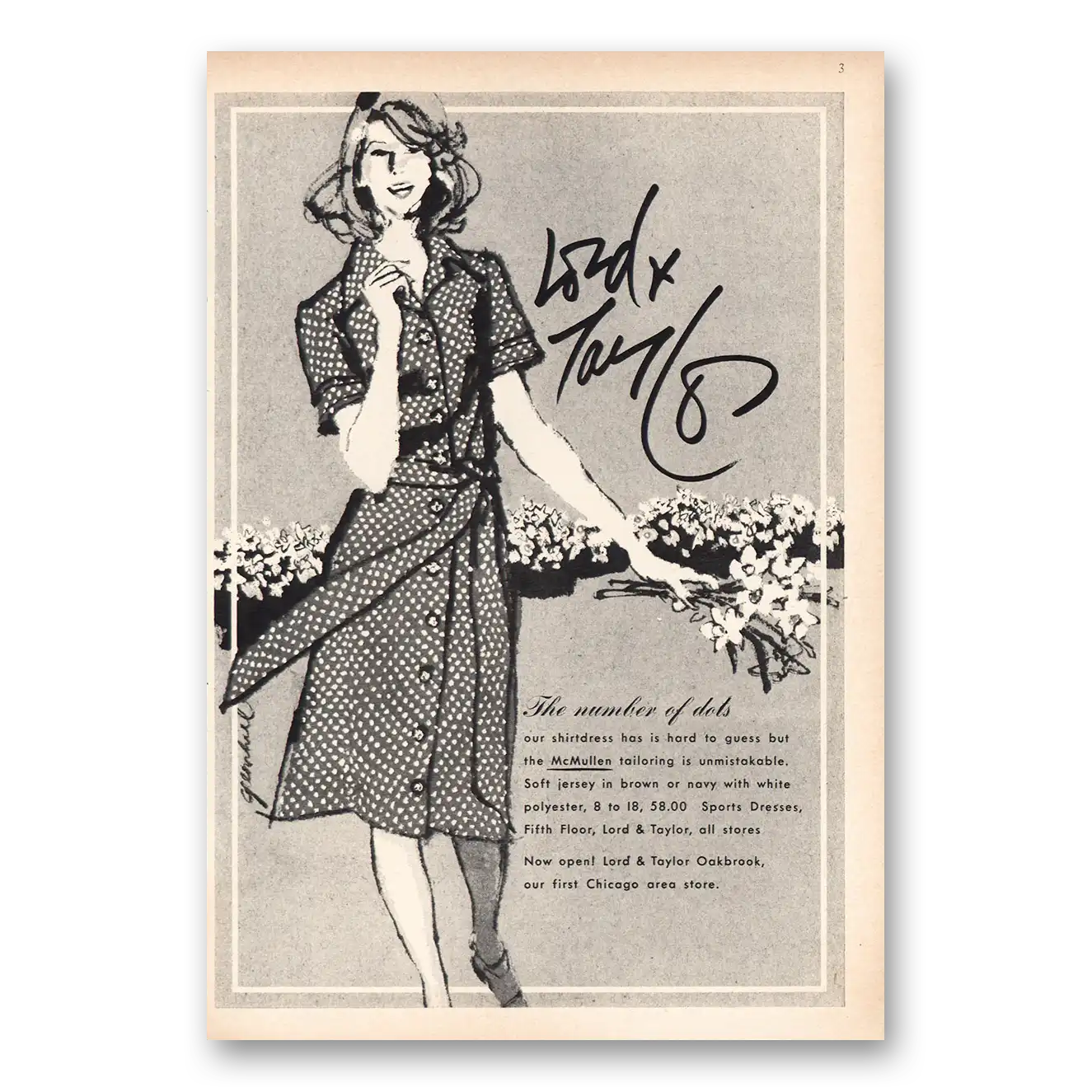 1973 Lord & Taylor Member of Dots Vintage Magazine Print Ad