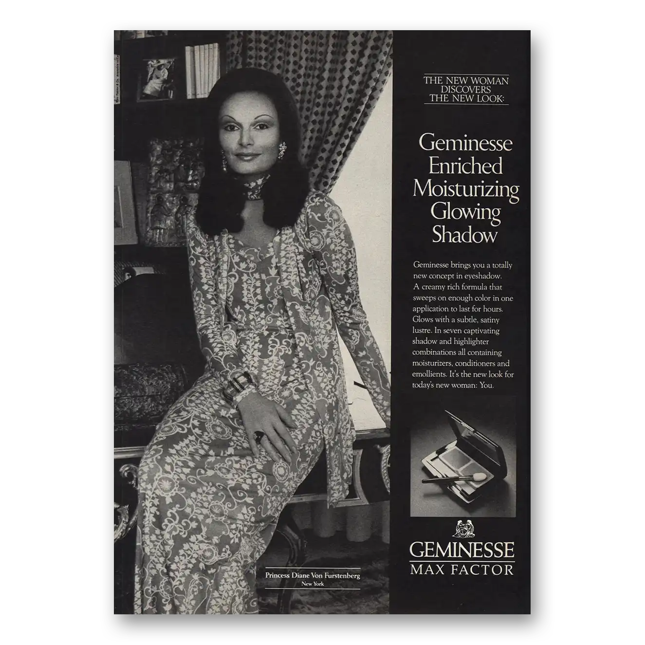 1973 Max Factor Glowing Shadow Vintage Magazine Print Ad